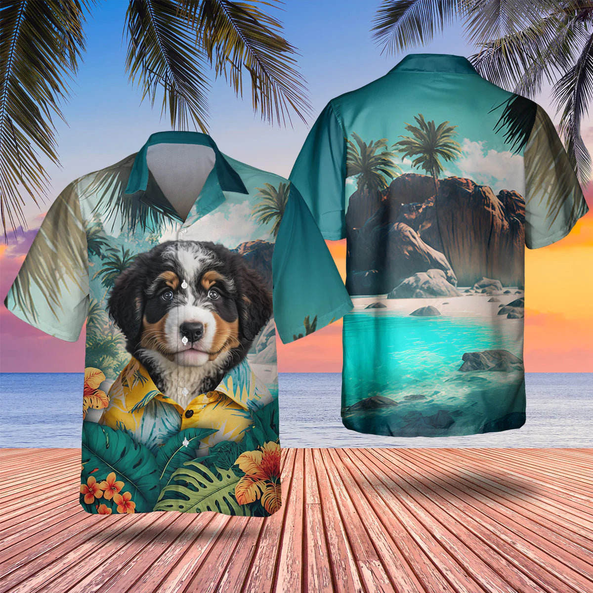 Bernedoodle AI - 3D Tropical Hawaiian Shirt