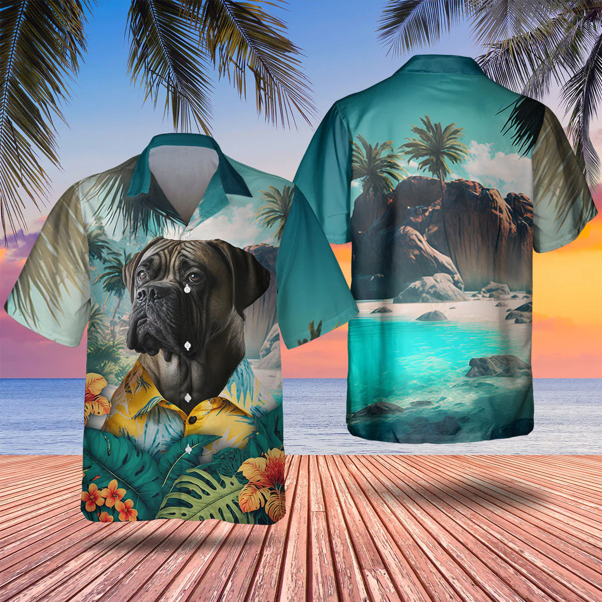 Bullmastiff AI - 3D Tropical Hawaiian Shirt