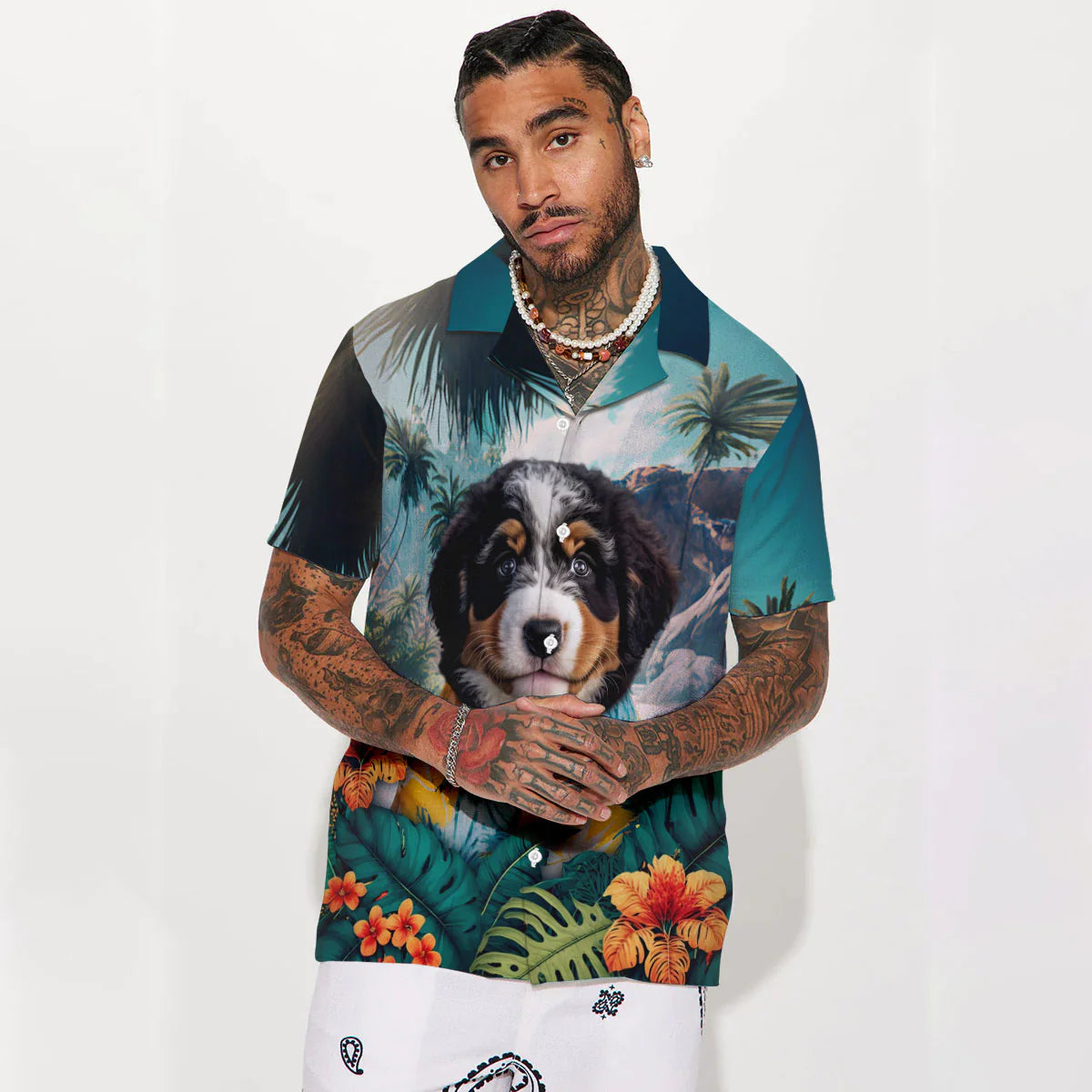 Bernedoodle AI - 3D Tropical Hawaiian Shirt