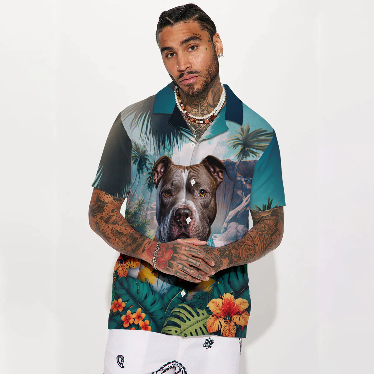 Pitbull - 3D Tropical Hawaiian Shirt