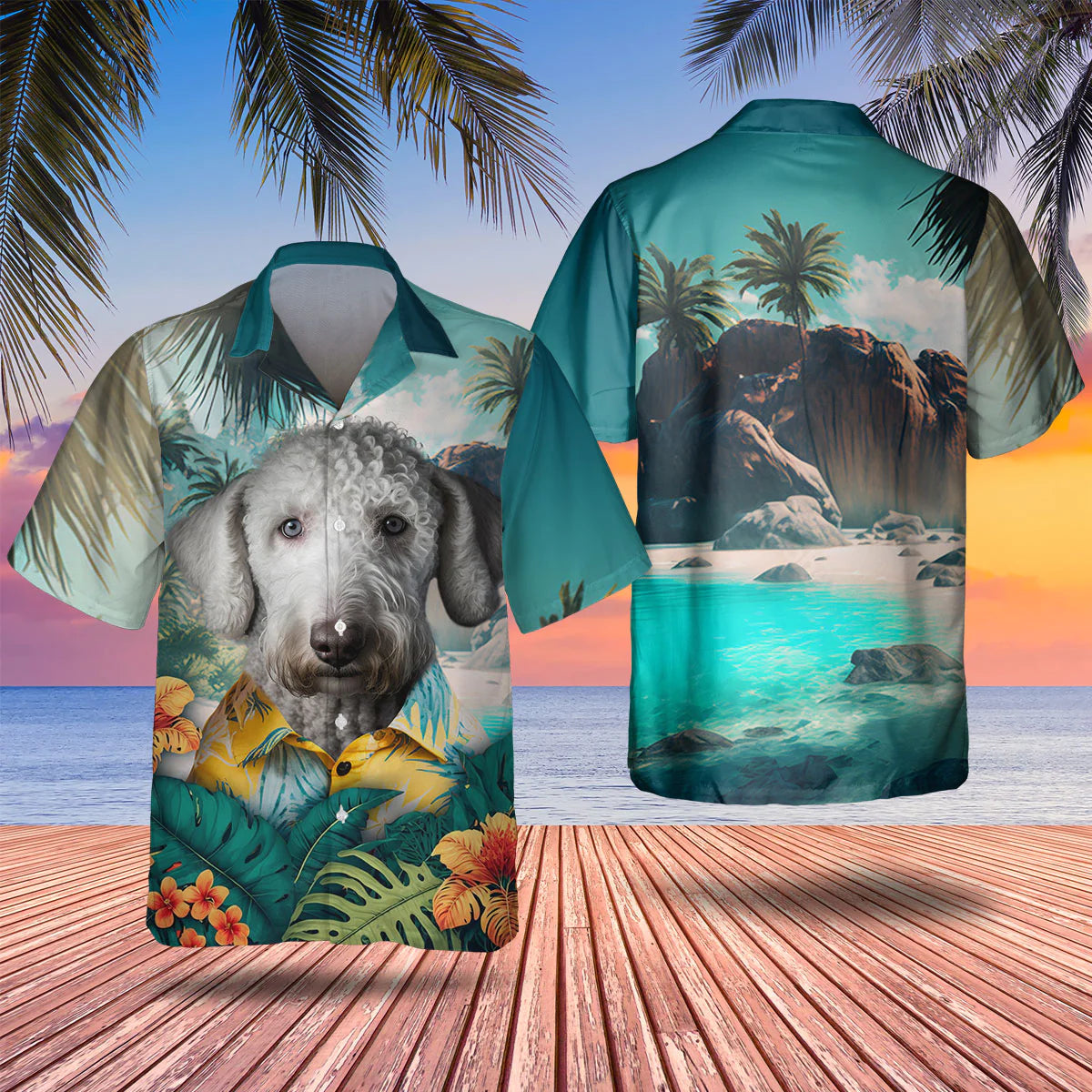 Bedlington Terrier AI - 3D Tropical Hawaiian Shirt