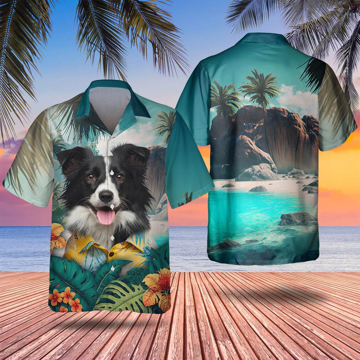 Border Collie - 3D Tropical Hawaiian Shirt