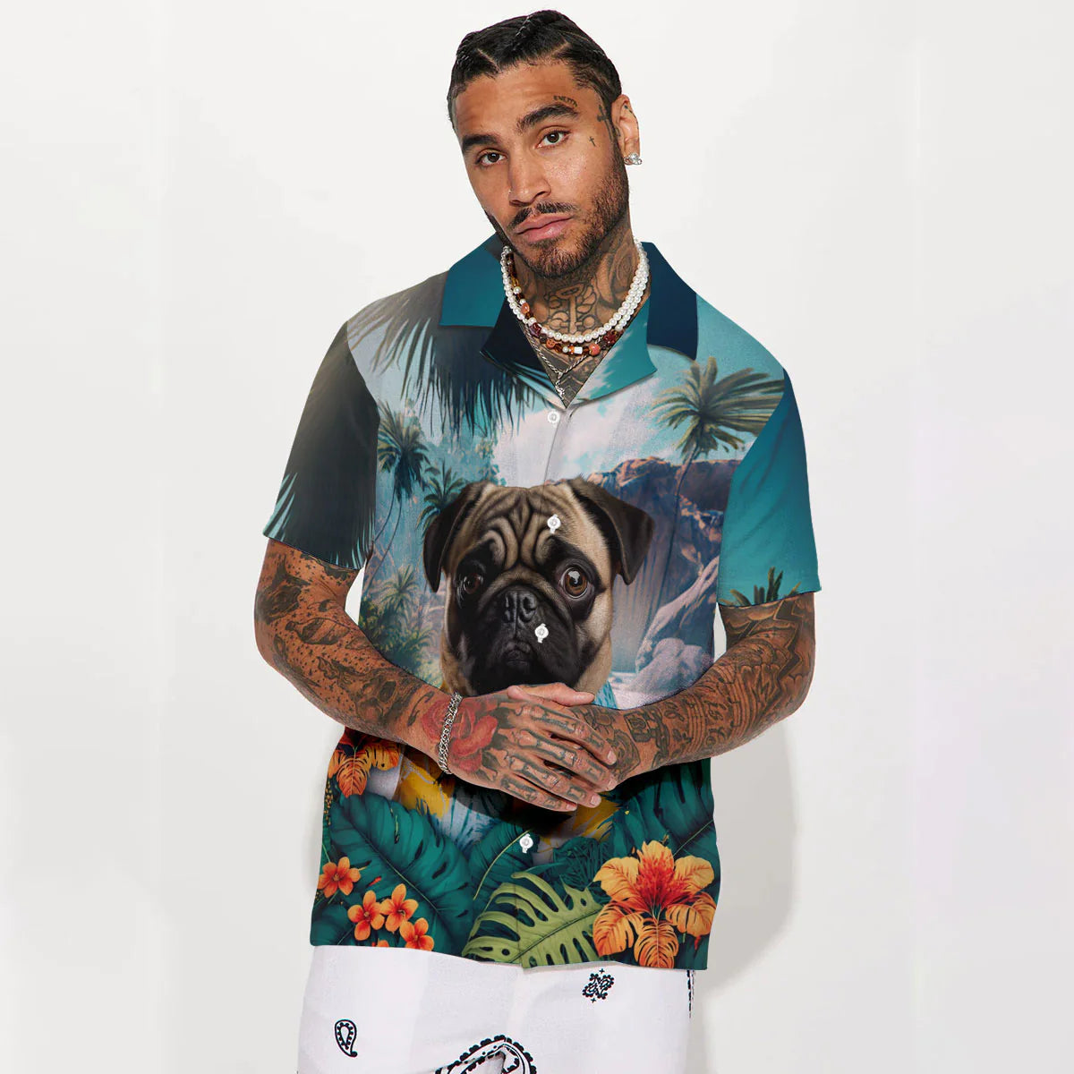 Pug 2 - 3D Tropical Hawaiian Shirt
