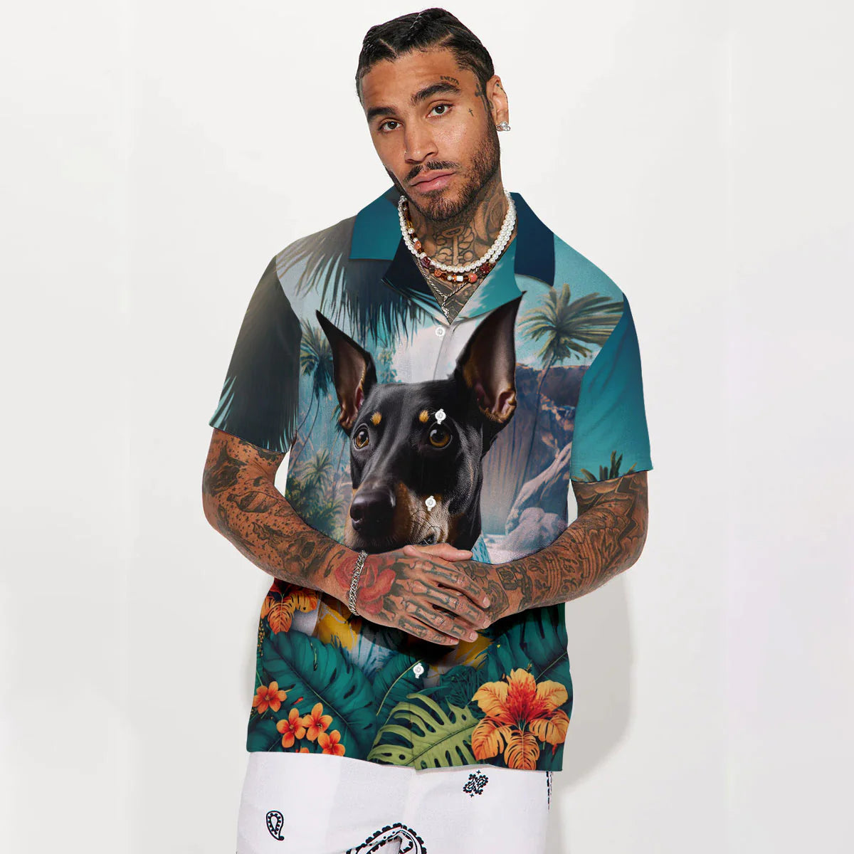 Manchester Terrier - 3D Tropical Hawaiian Shirt