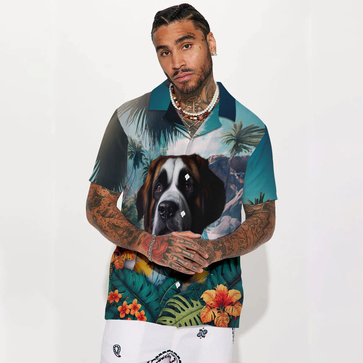 Saint Bernard - 3D Tropical Hawaiian Shirt