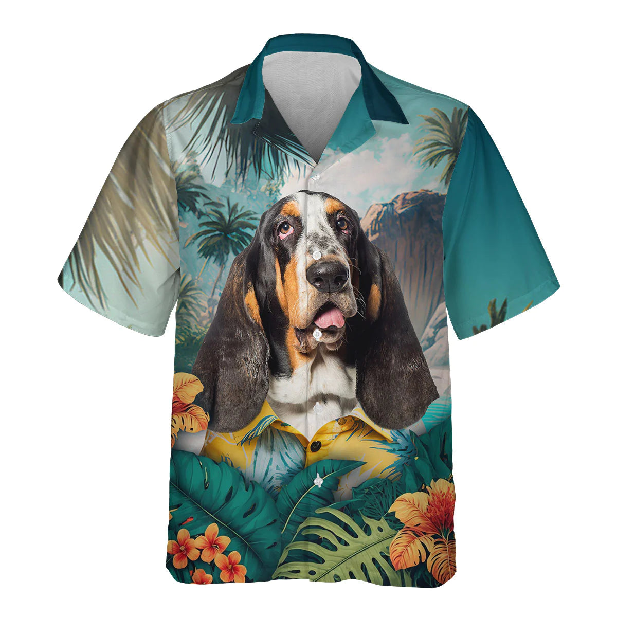 Basset Hound - 3D Tropical Hawaiian Shirt