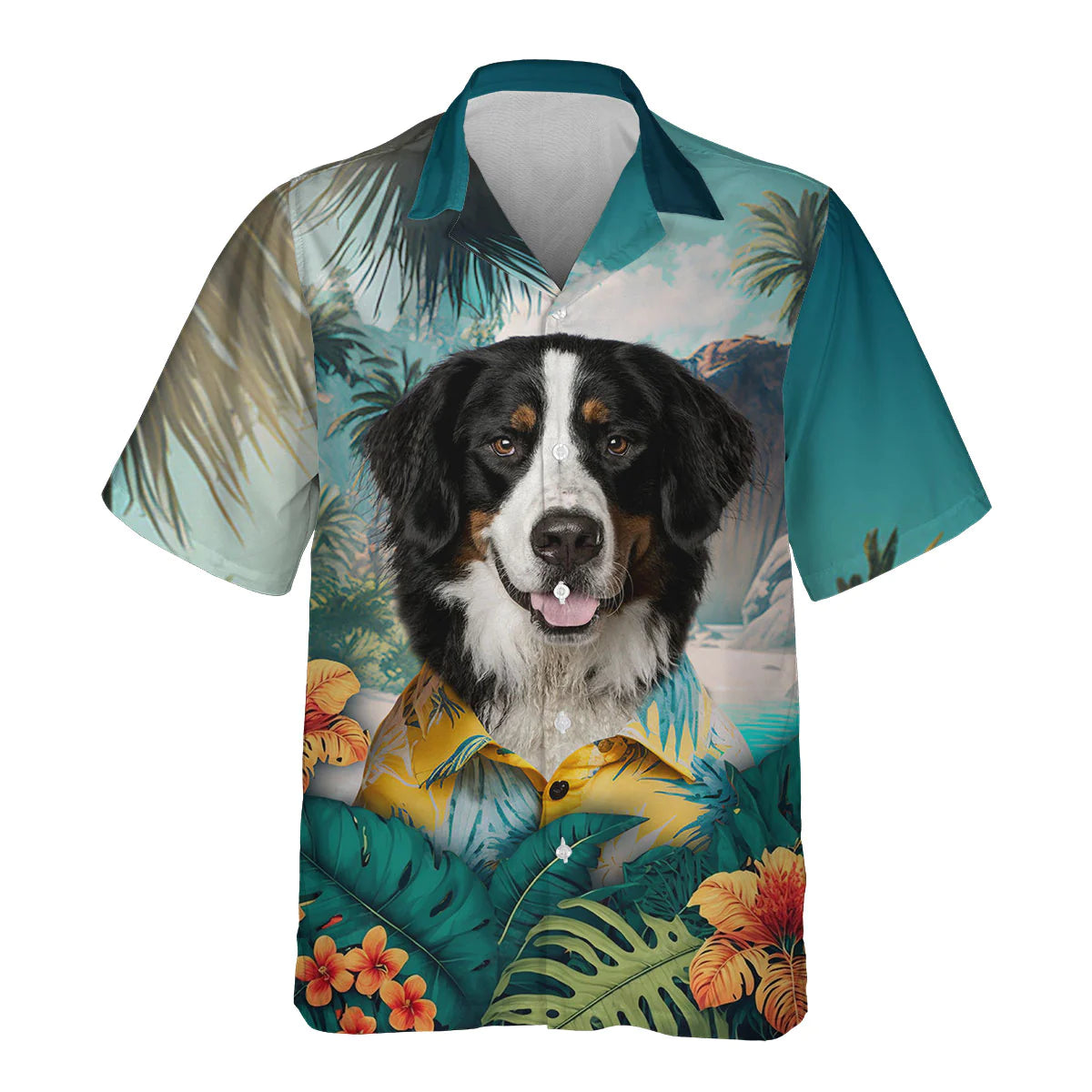 Bernese Mountain Dog - 3D Tropical Hawaiian Shirt