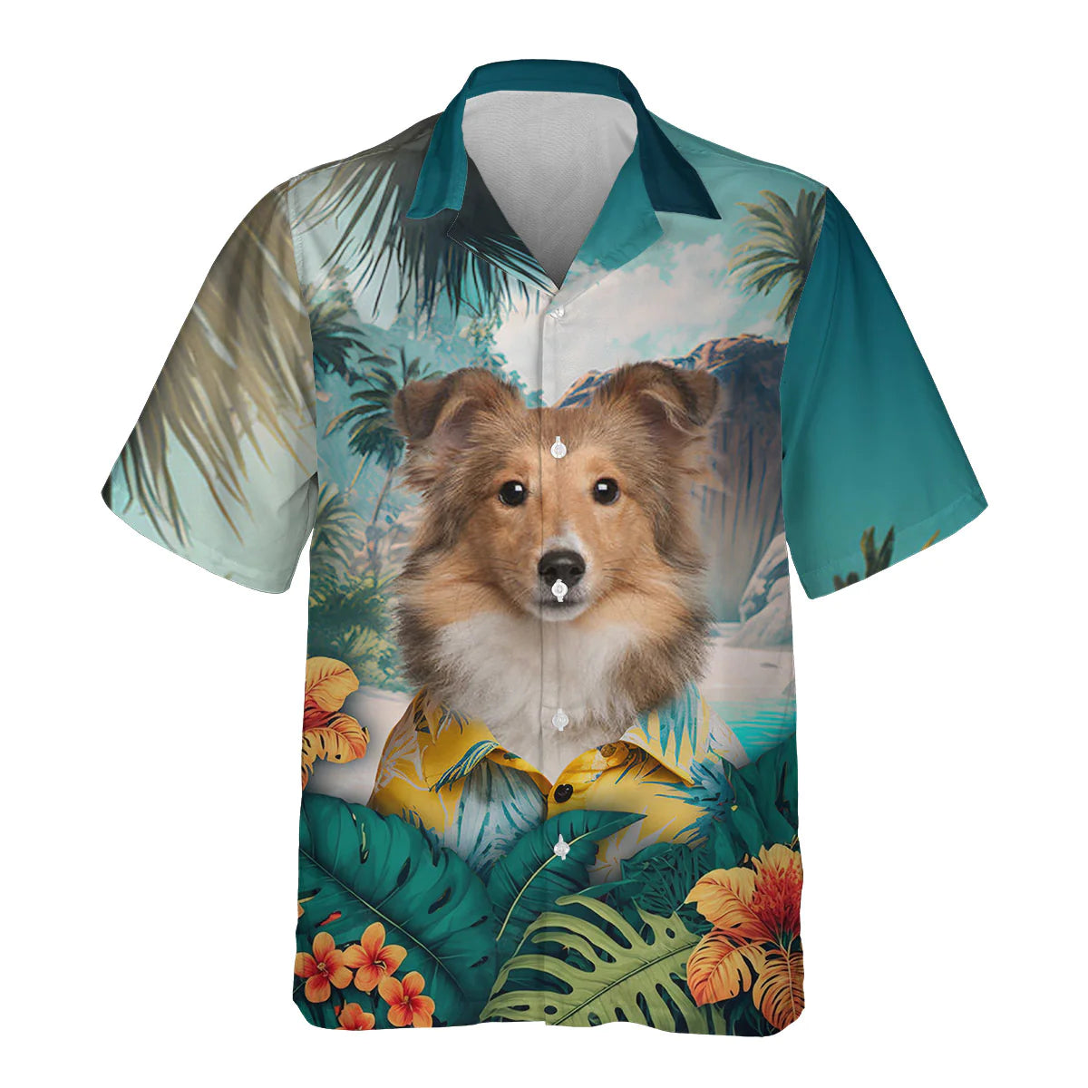 Shetland Sheepdog - 3D Tropical Hawaiian Shirt