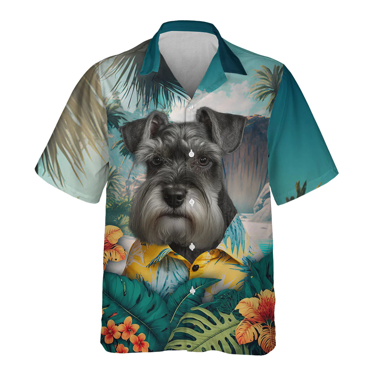 Miniature Schnauzer - 3D Tropical Hawaiian Shirt