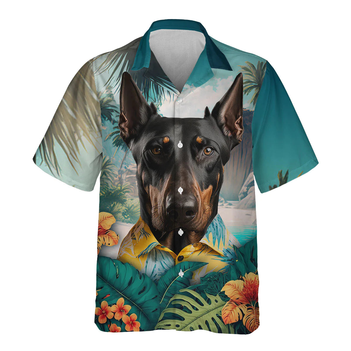 Doberman Pinscher - 3D Tropical Hawaiian Shirt