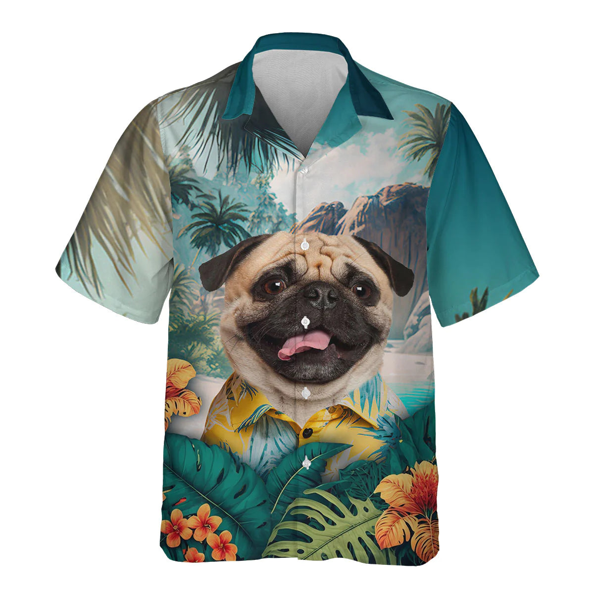 Pug - 3D Tropical Hawaiian Shirt