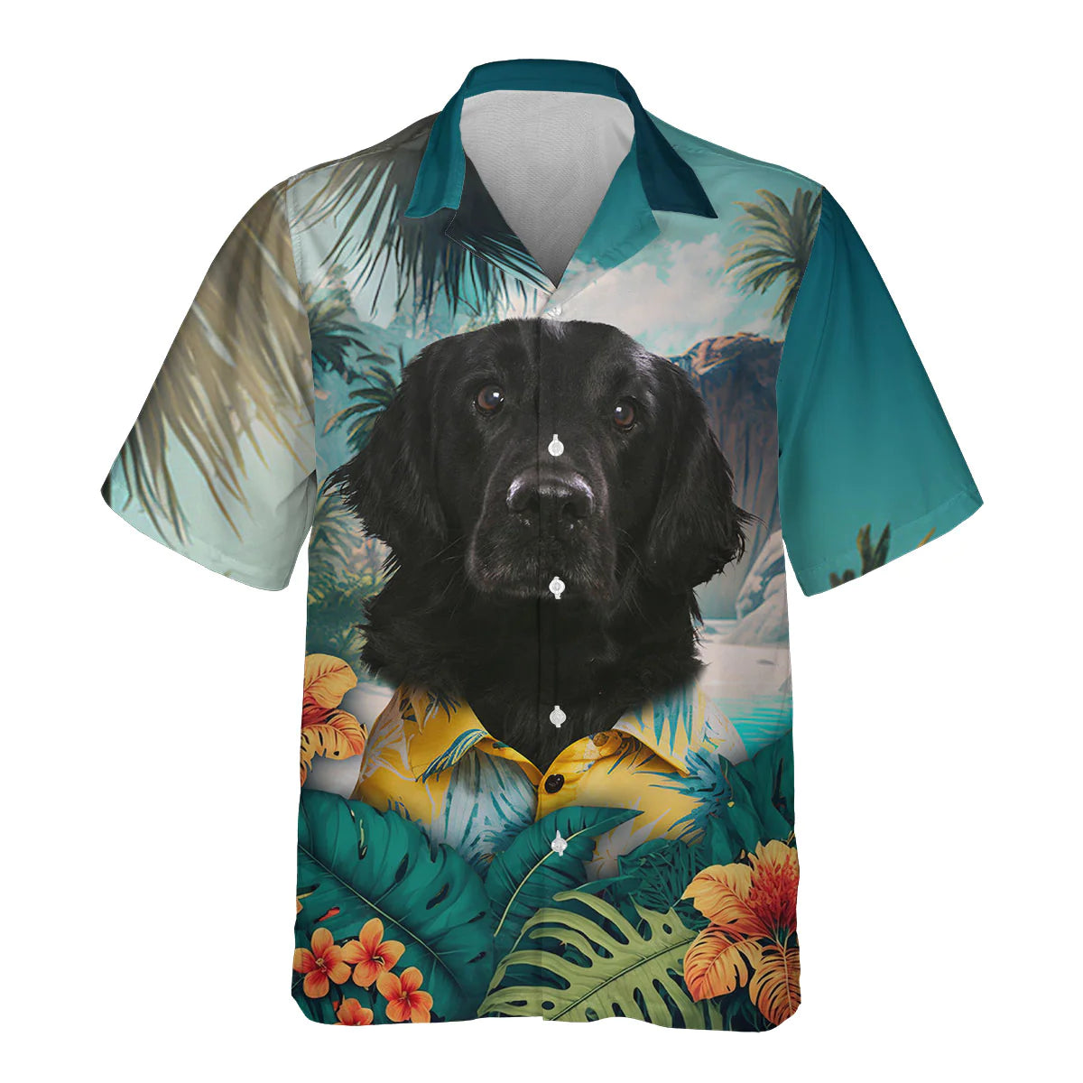 Flat Coated Retriever - 3D Tropical Hawaiian Shirt