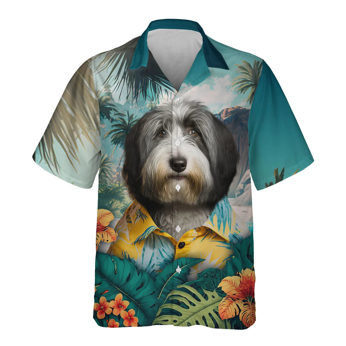 Bearded Collie AI - 3D Tropical Hawaiian Shirt