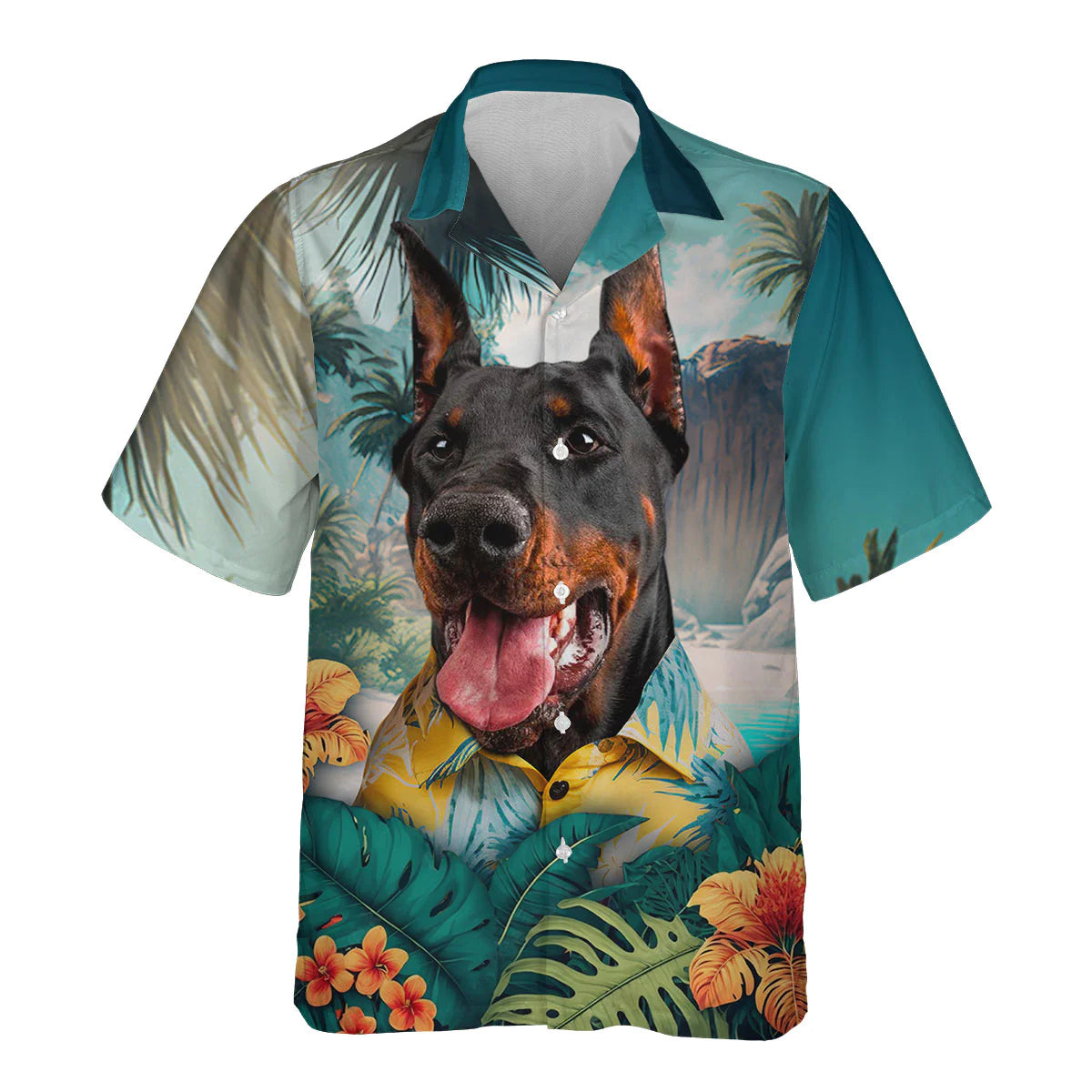 Doberman Pinscher - 3D Tropical Hawaiian Shirt