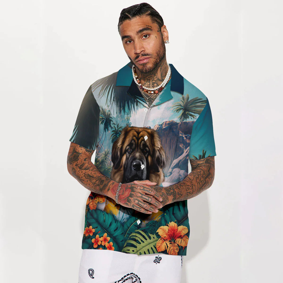 Leonberger - 3D Tropical Hawaiian Shirt