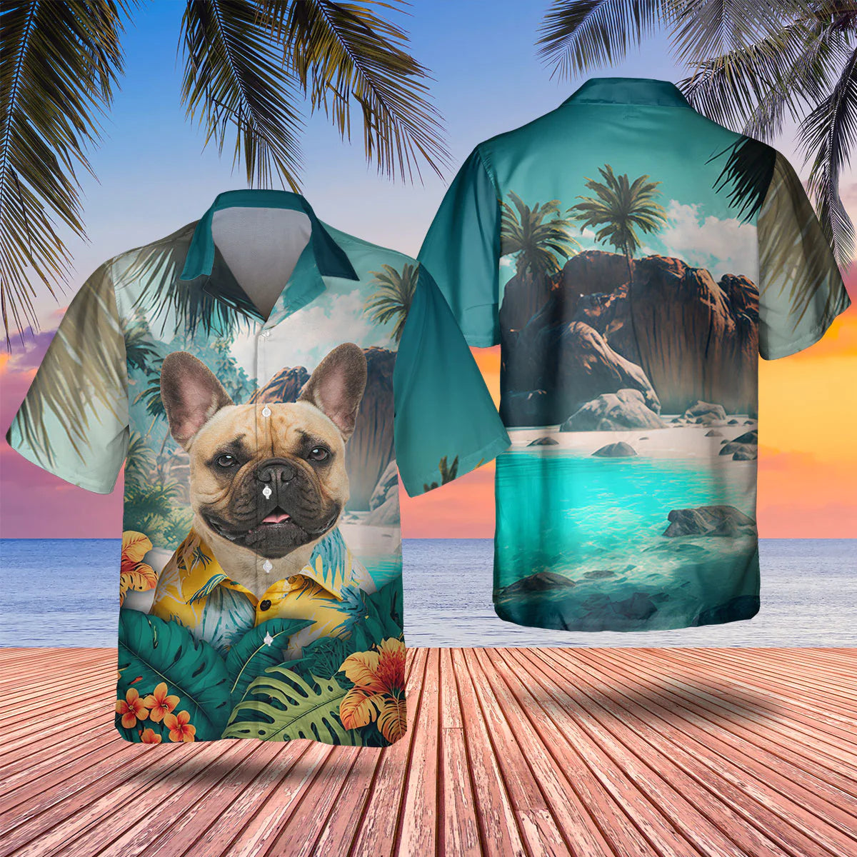 French Bulldog - 3D Tropical Hawaiian Shirt