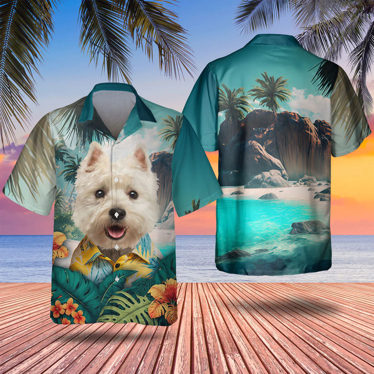 West Highland White Terrier - 3D Tropical Hawaiian Shirt