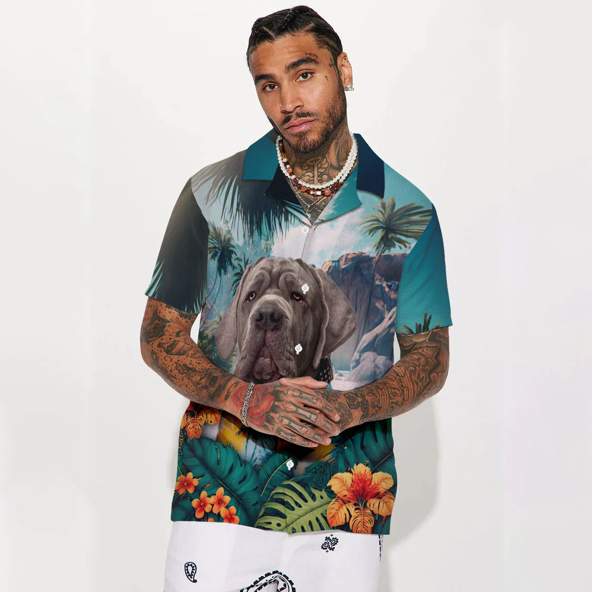 Neapolitan Mastiff - 3D Tropical Hawaiian Shirt