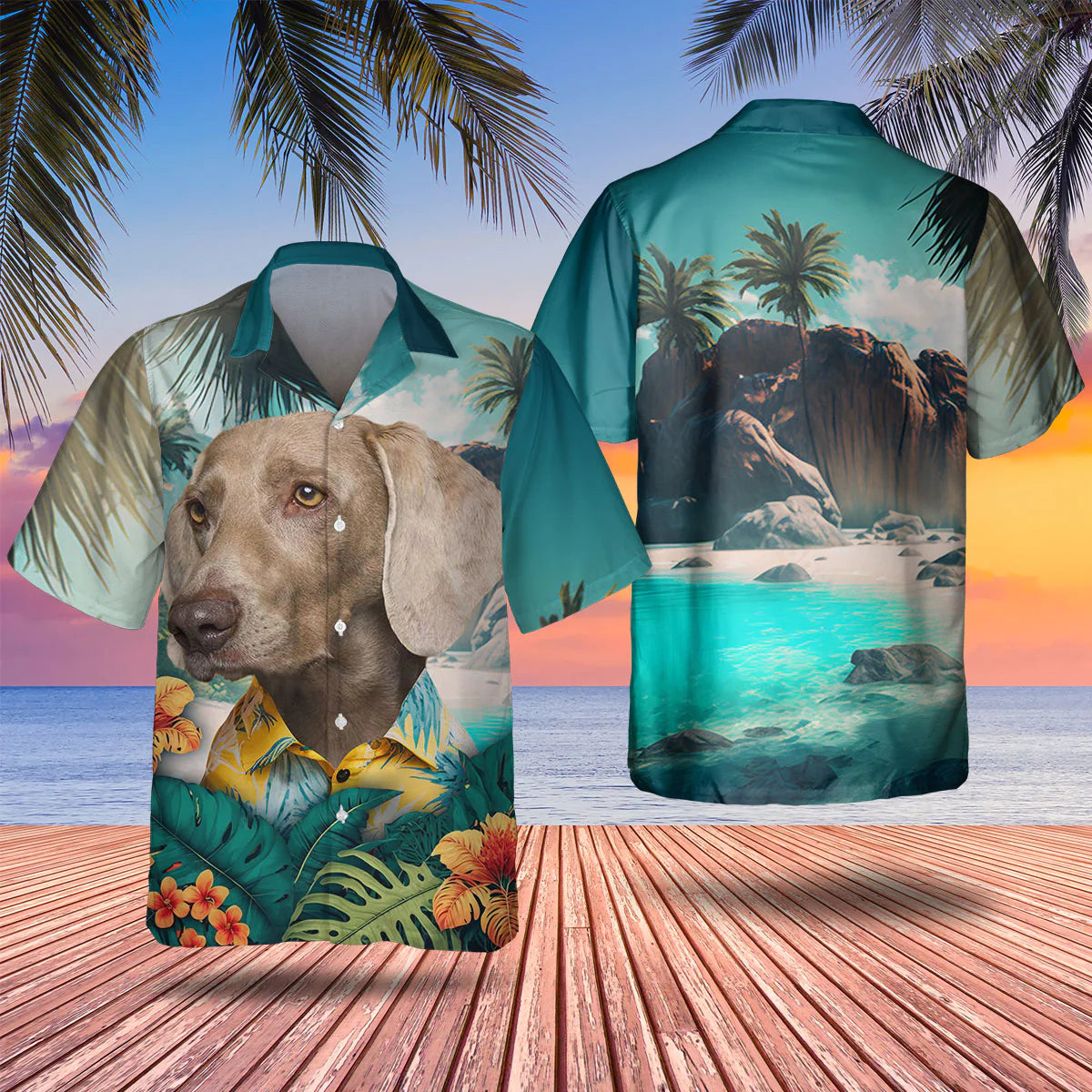 Weimaraner - 3D Tropical Hawaiian Shirt