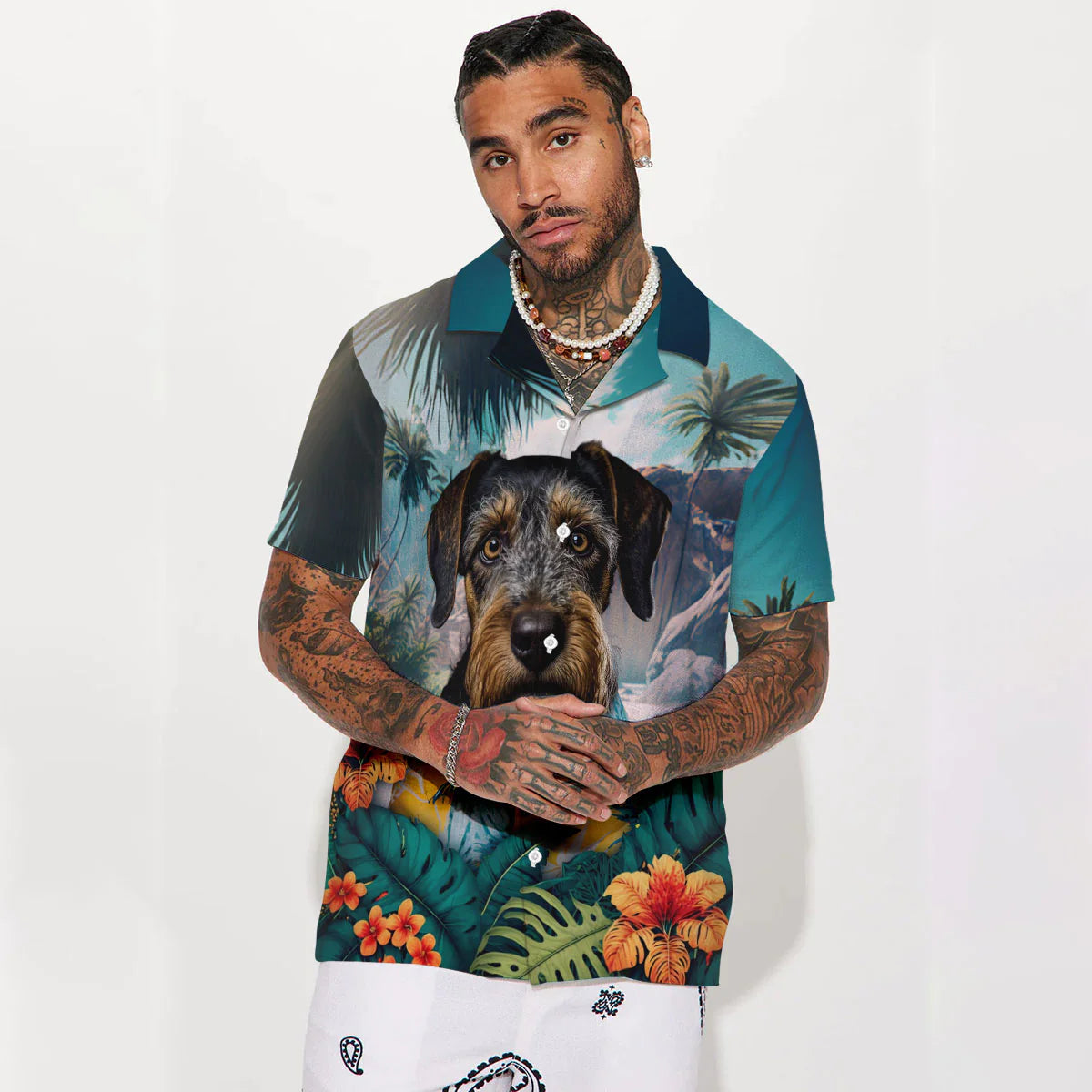Jagdterrier - 3D Tropical Hawaiian Shirt