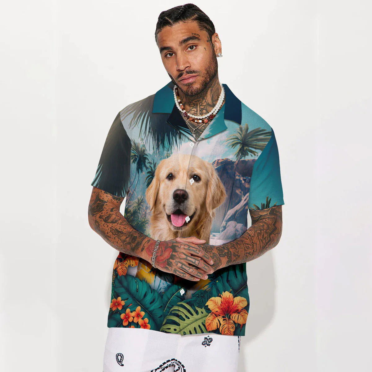 Golden Retriever - 3D Tropical Hawaiian Shirt