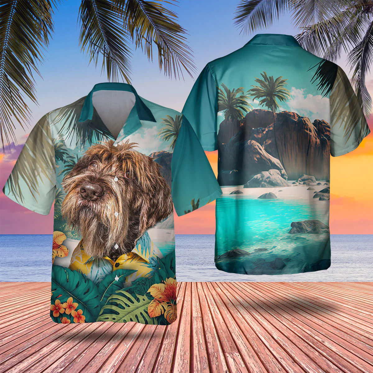 Wirehaired Pointing Griffon - 3D Tropical Hawaiian Shirt