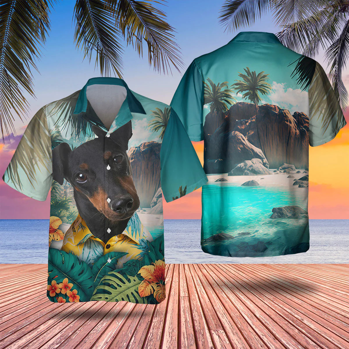 Manchester Terrier - 3D Tropical Hawaiian Shirt