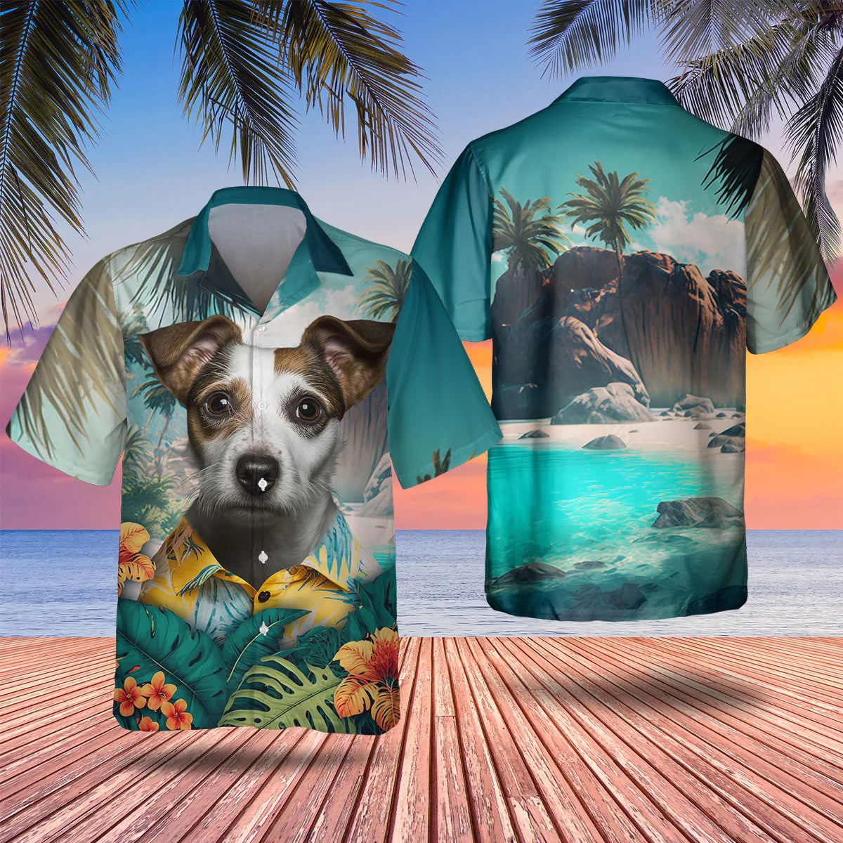 Jack Russell Terrier - 3D Tropical Hawaiian Shirt