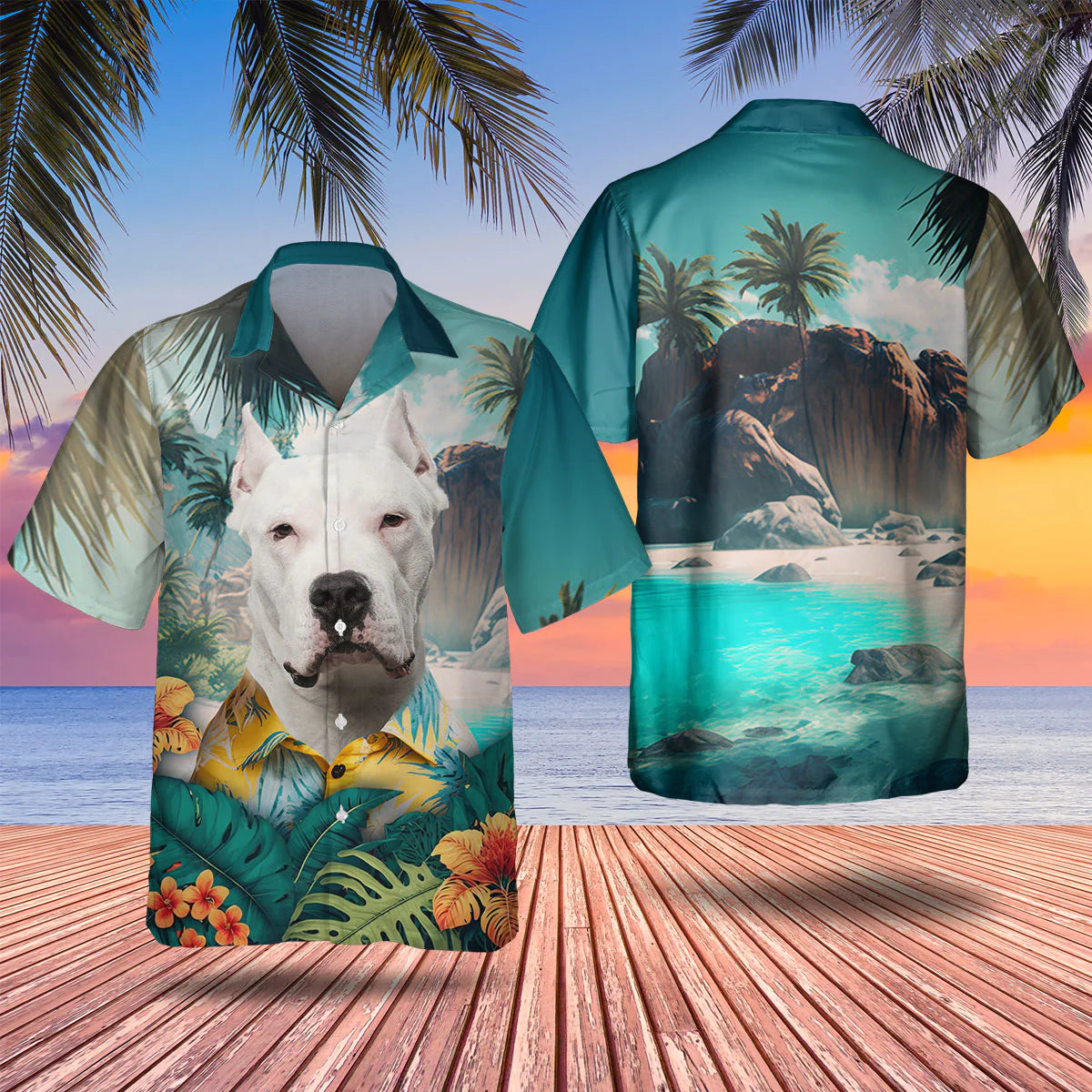 Dogo Argentino - 3D Tropical Hawaiian Shirt