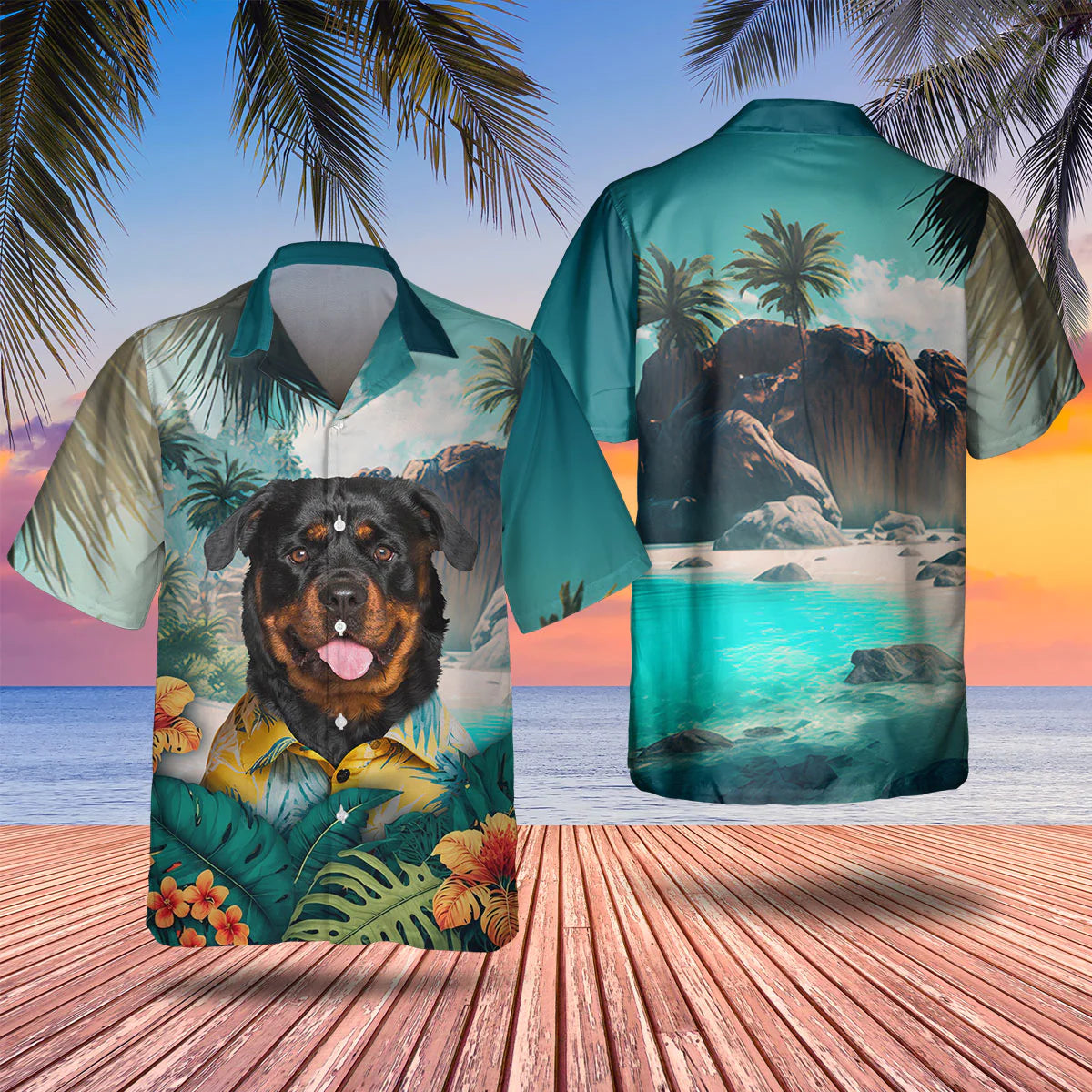 Rottweiler - 3D Tropical Hawaiian Shirt