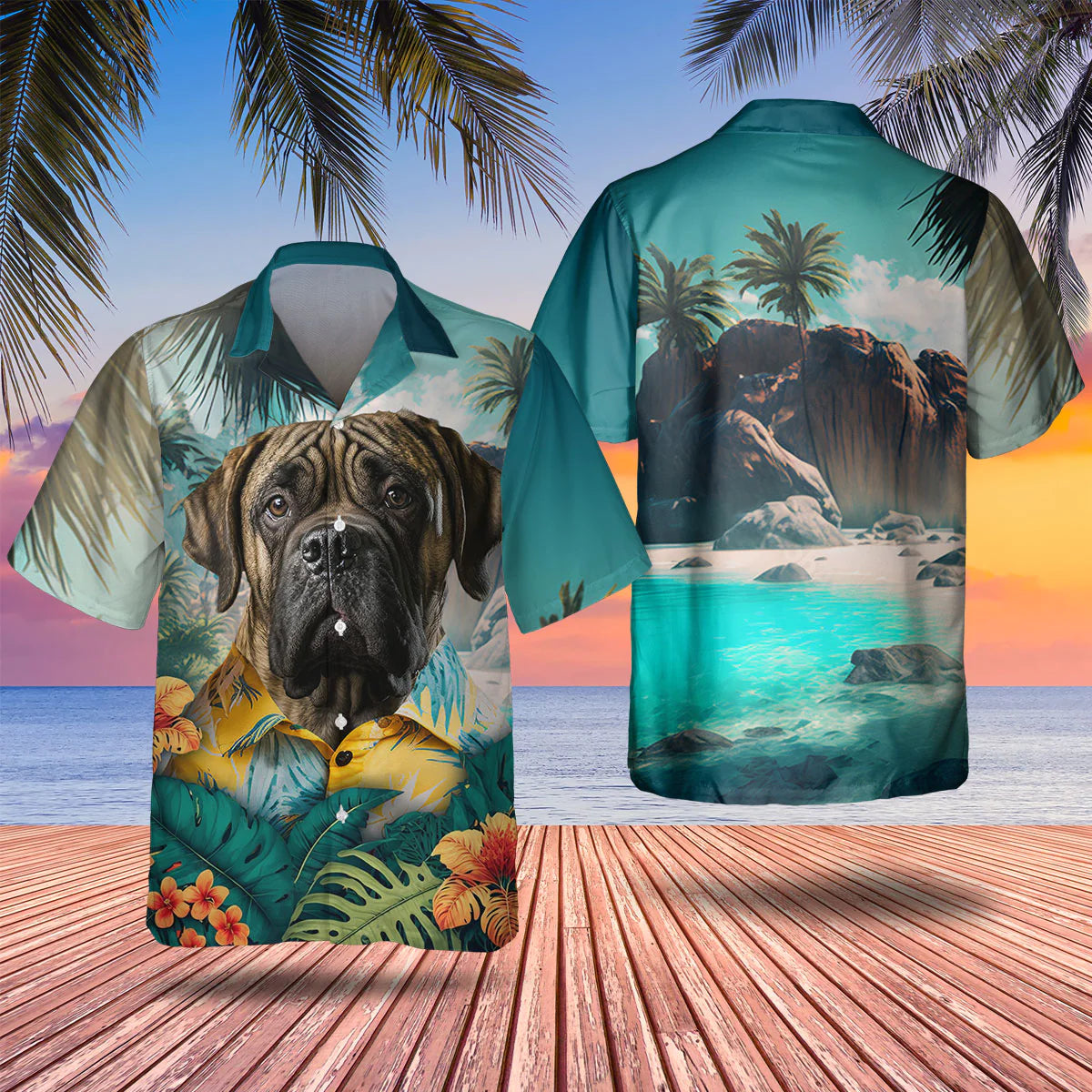 English Mastiff Brindle - 3D Tropical Hawaiian Shirt