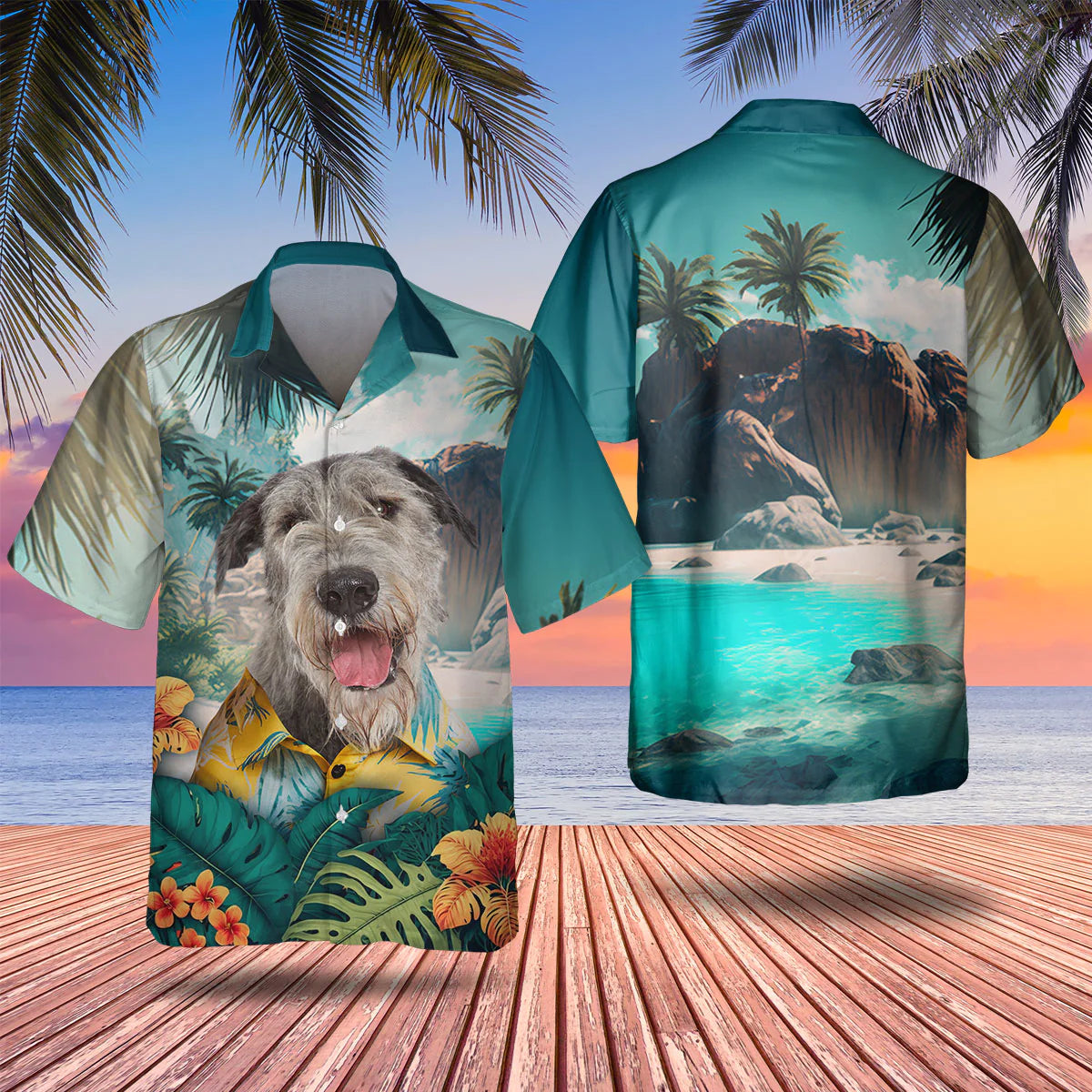 Irish Wolfhound - 3D Tropical Hawaiian Shirt