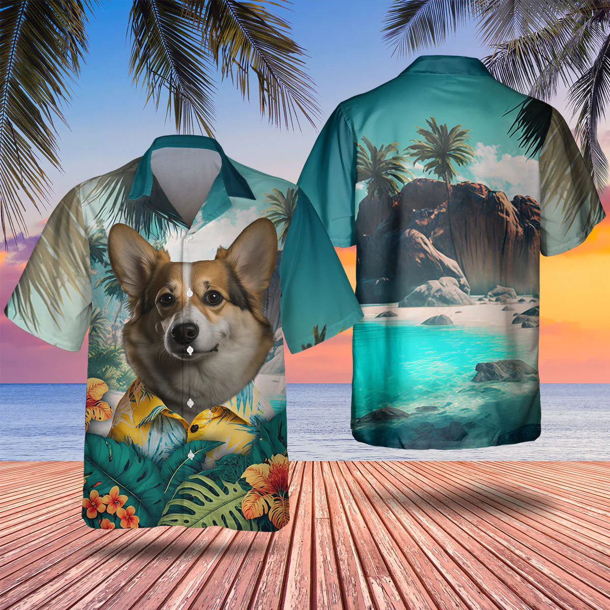 Hawaiian sales corgi shirt