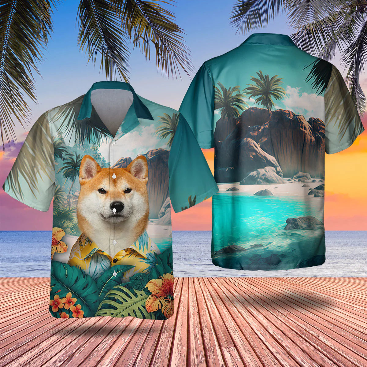 Shiba Inu - 3D Tropical Hawaiian Shirt