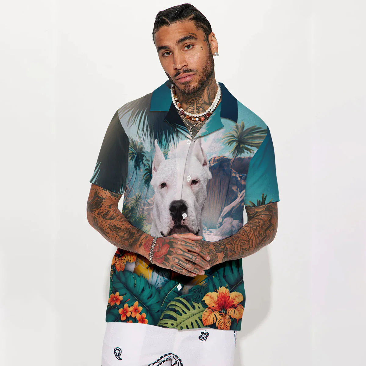 Dogo Argentino - 3D Tropical Hawaiian Shirt