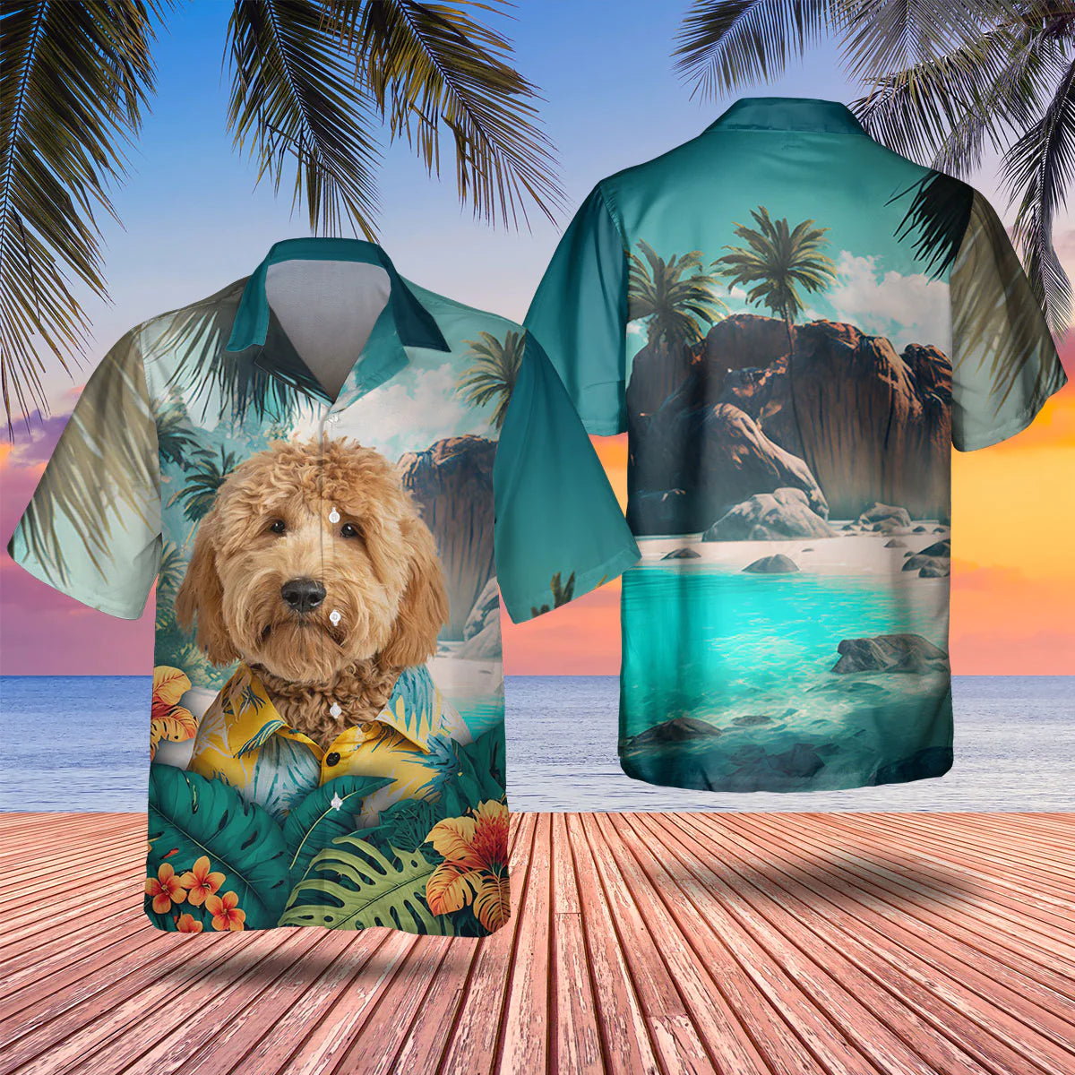 Goldendoodle - 3D Tropical Hawaiian Shirt