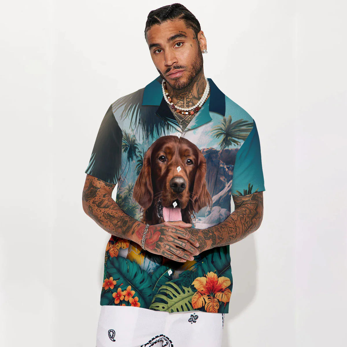 Irish Setter - 3D Tropical Hawaiian Shirt
