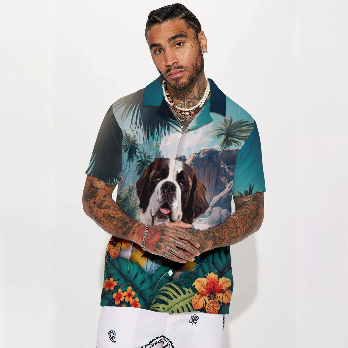 Saint Bernard - 3D Tropical Hawaiian Shirt