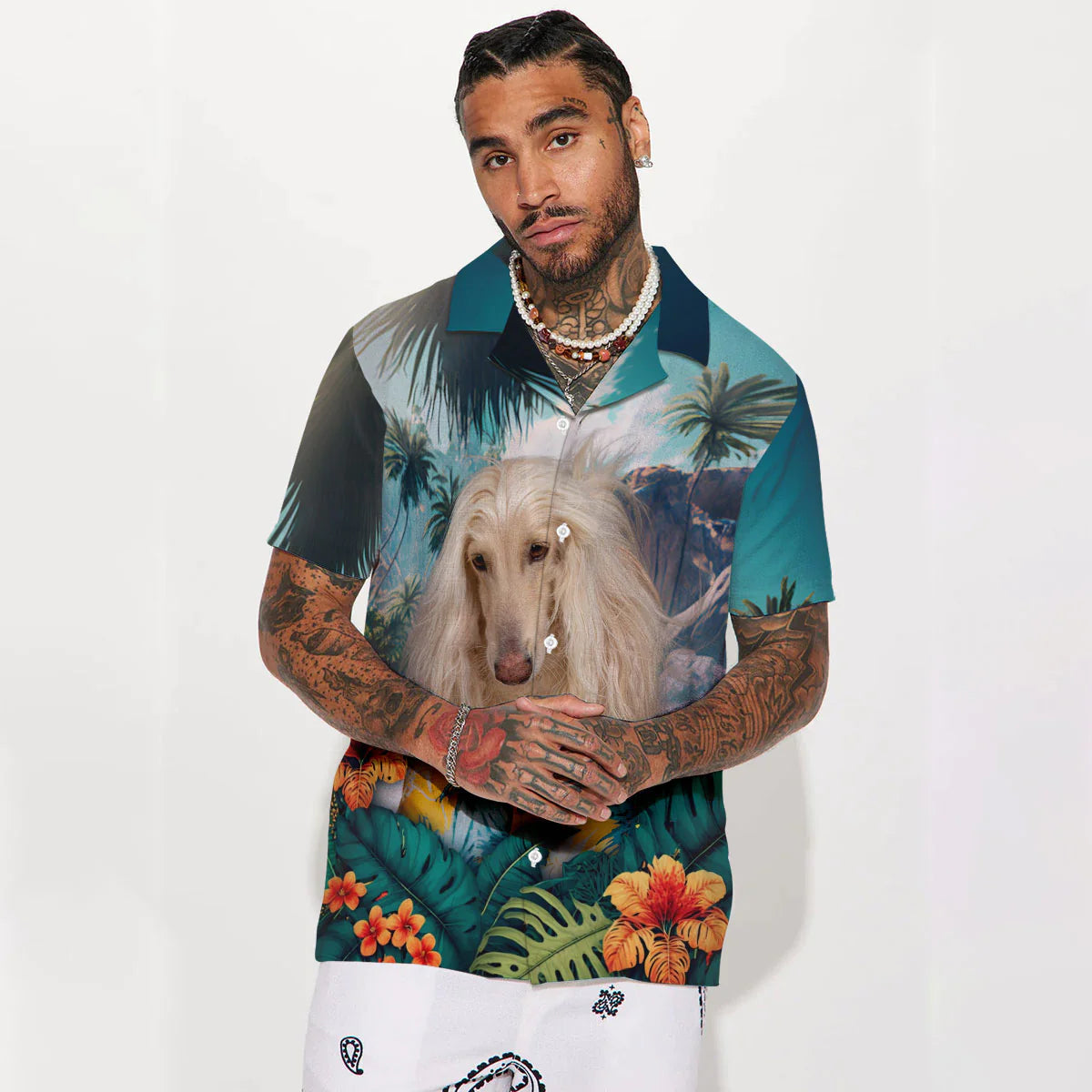 Afghan Hound - 3D Tropical Hawaiian Shirt