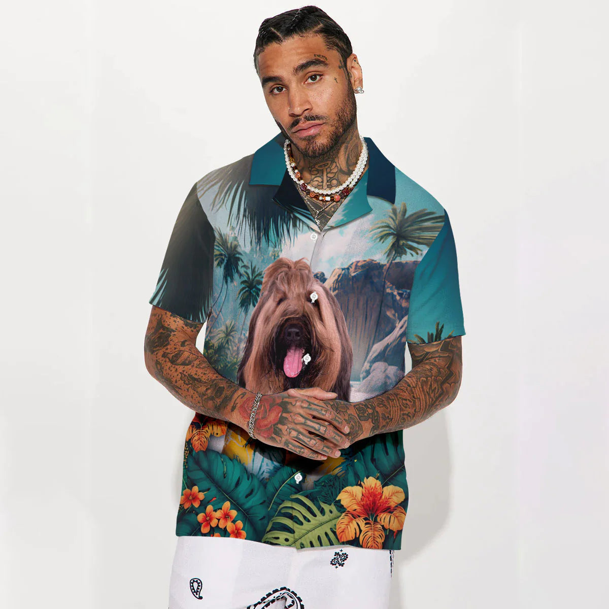 Briard - 3D Tropical Hawaiian Shirt