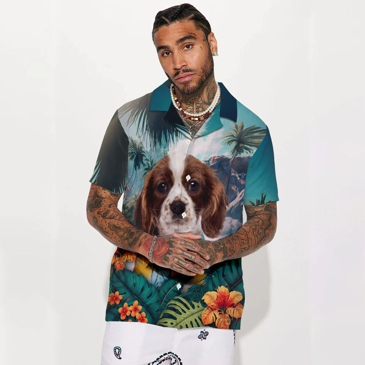 Cavalier King Charles Spaniel - 3D Tropical Hawaiian Shirt