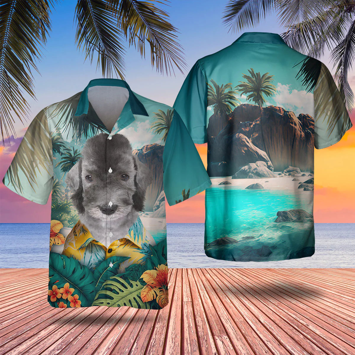 Bedlington Terrier - 3D Tropical Hawaiian Shirt