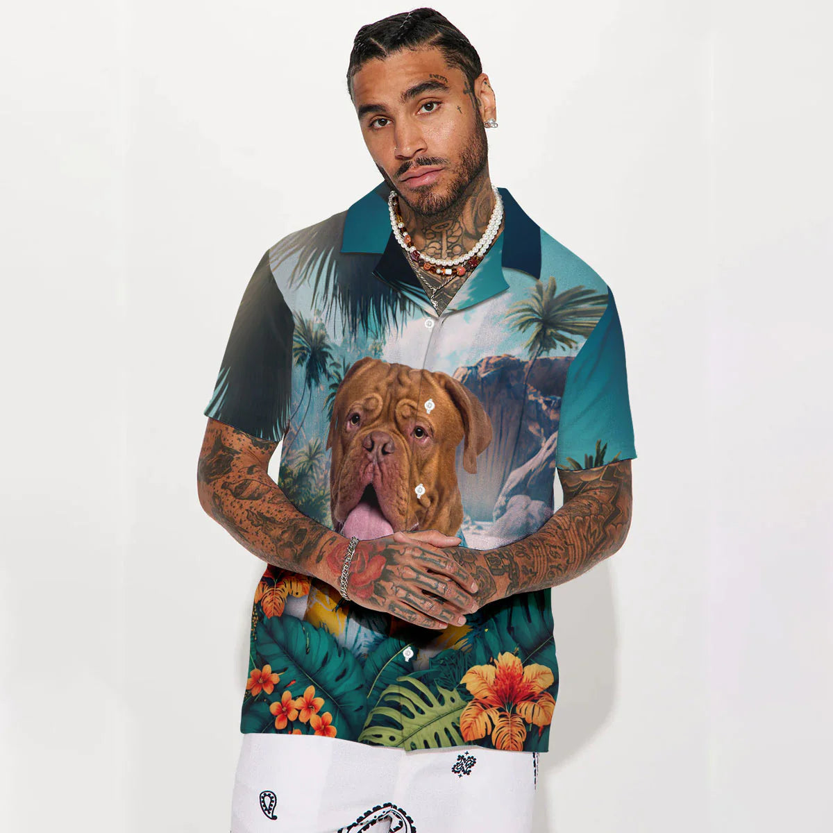 Dogue de Bordeaux - 3D Tropical Hawaiian Shirt