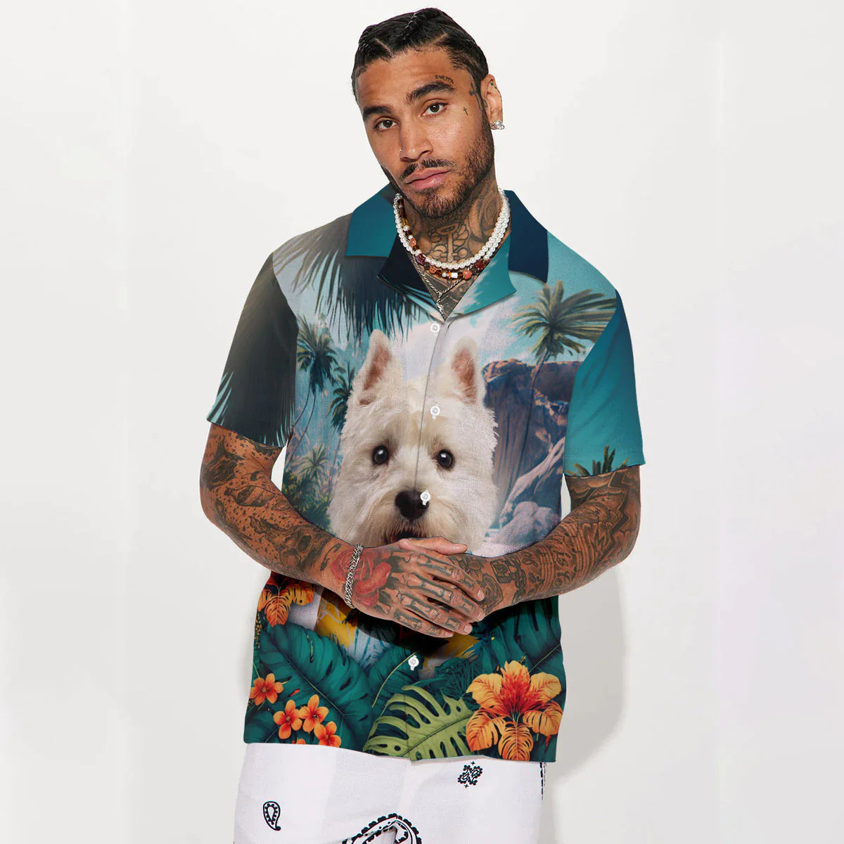 West Highland White Terrier - 3D Tropical Hawaiian Shirt