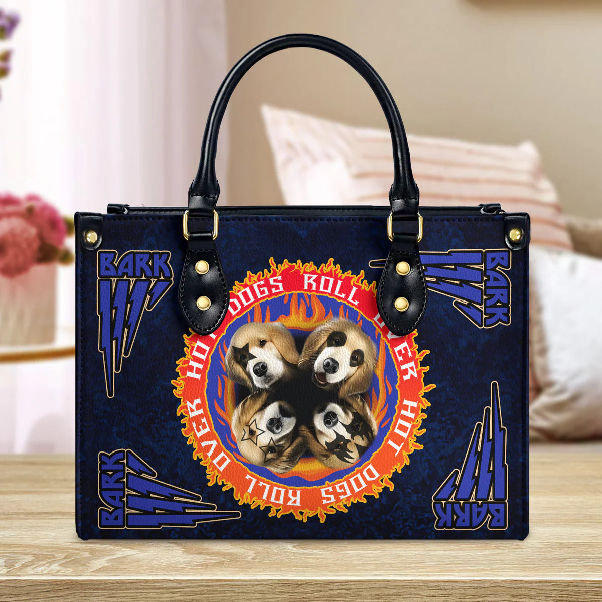 Golden Bark Hot Dogs Roll Over Leather Bag