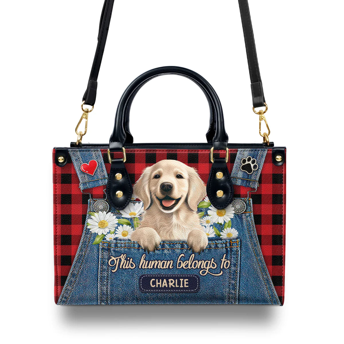 This Human Belongs To Golden Retriever Leather Bag