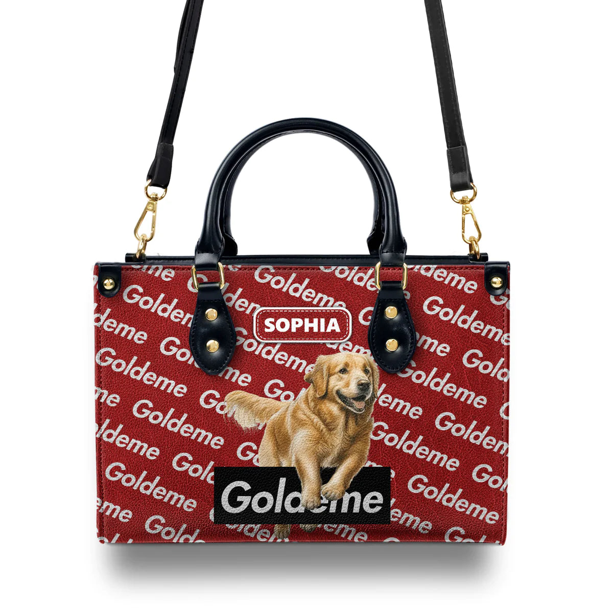 Goldeme Cute Golden White And Red Leather Bag