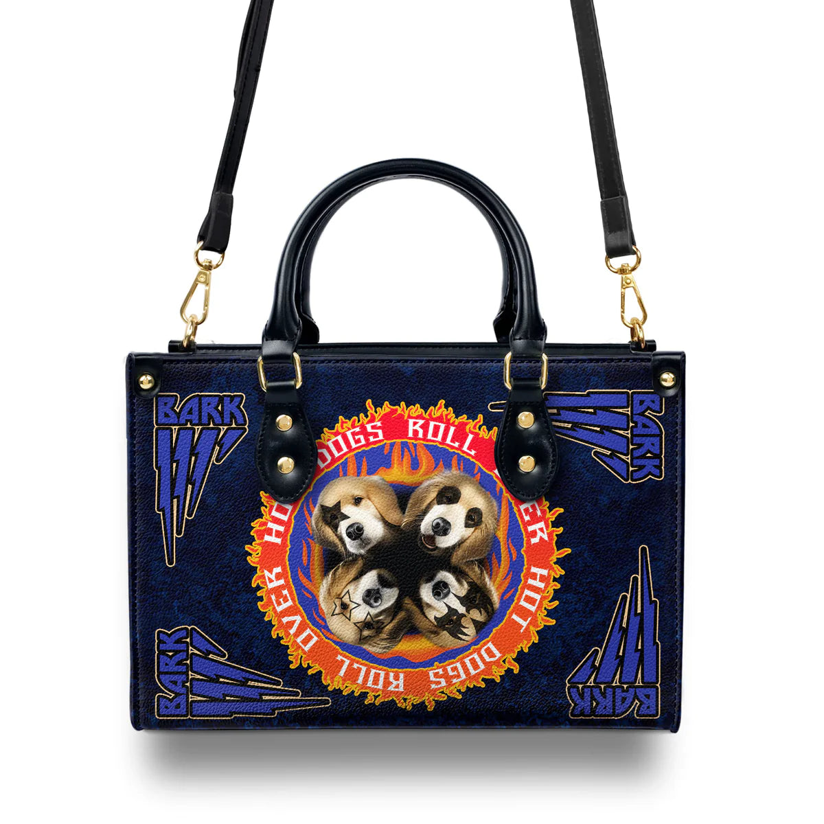 Golden Bark Hot Dogs Roll Over Leather Bag