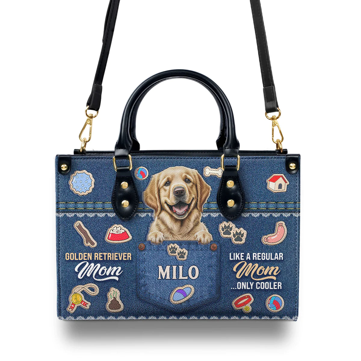 Golden Retriever Mom Like A Regular Mom Only Cooler Leather Bag