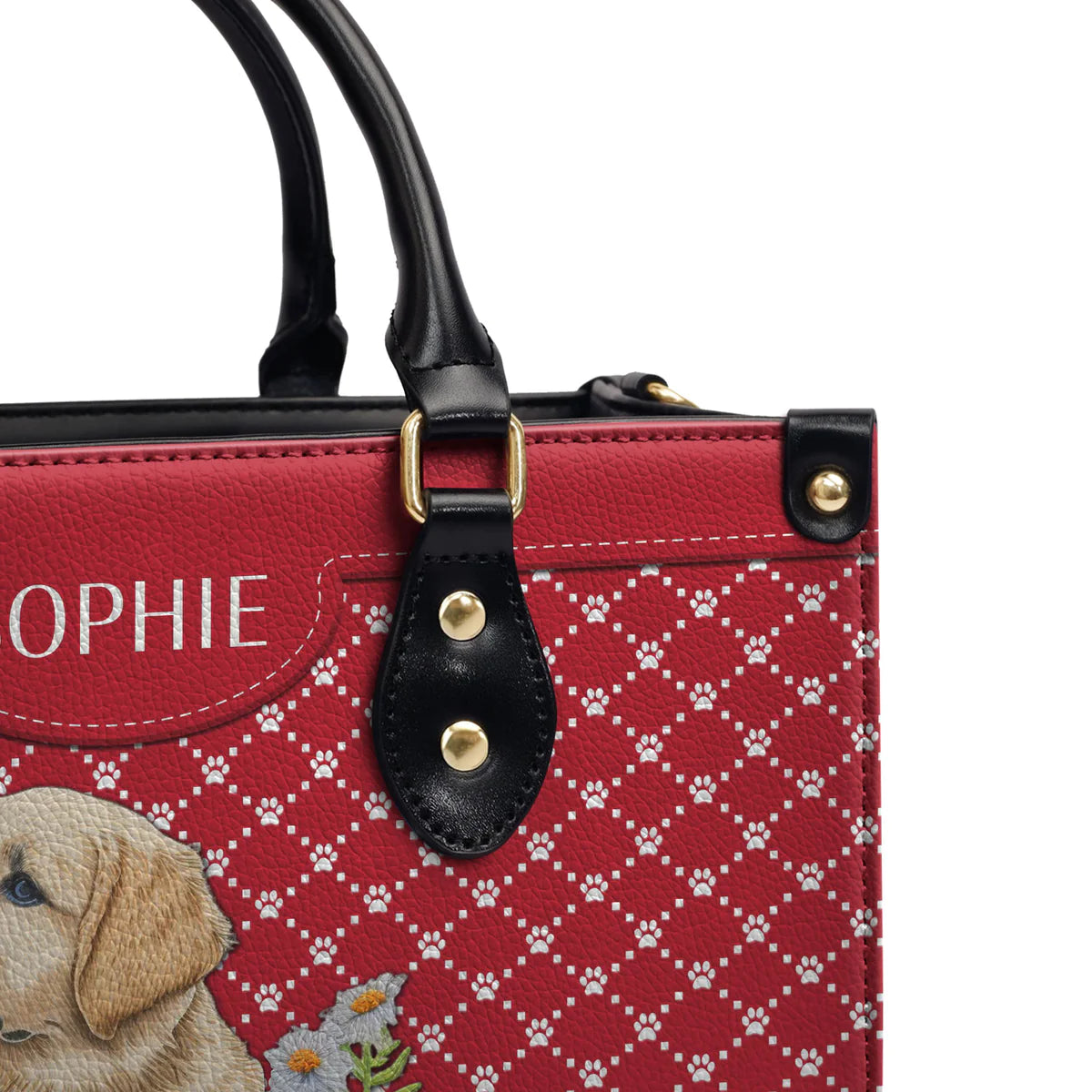 Goldeme Embroidery Style Red And White Golden Leather Bag